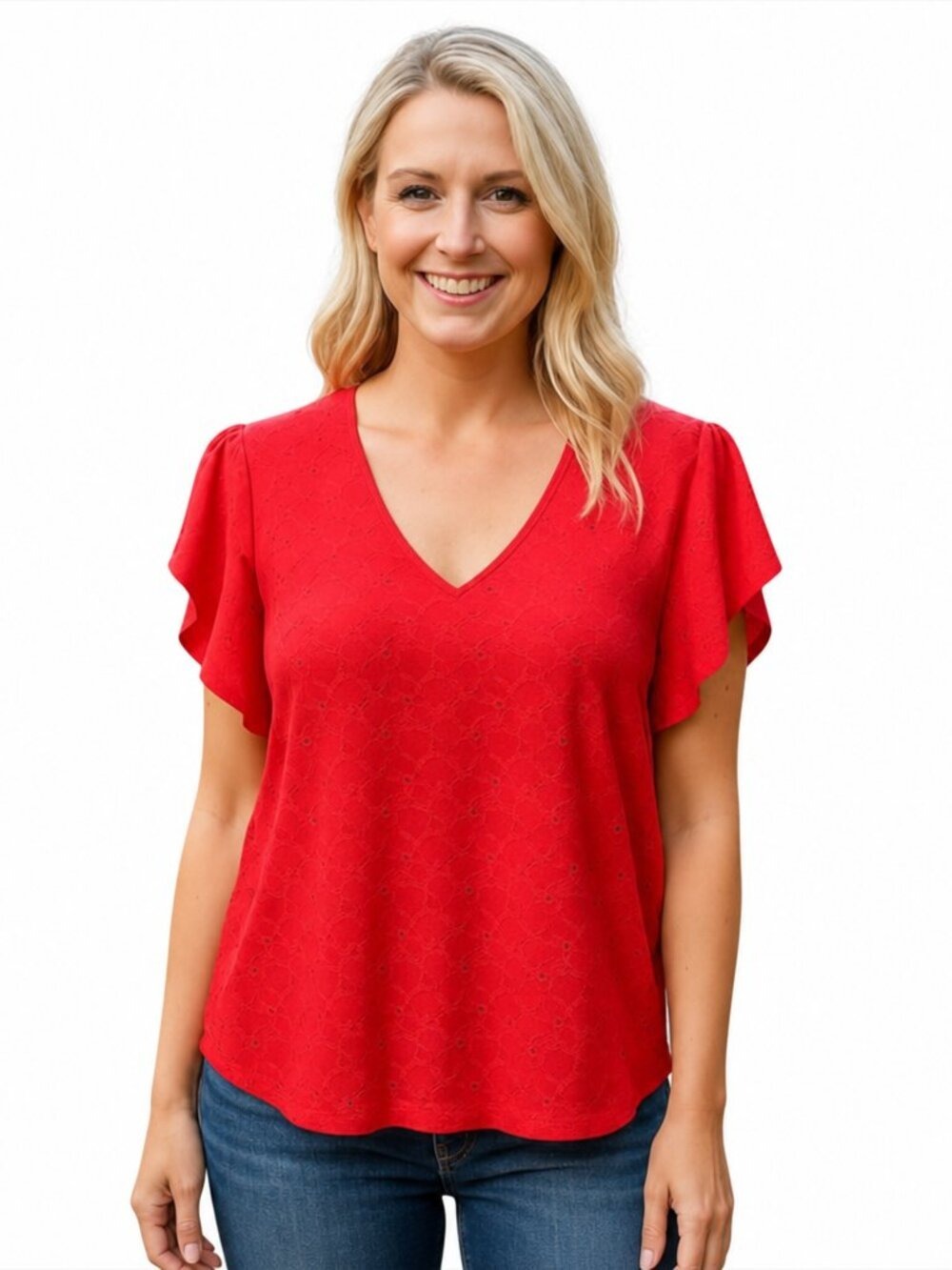 Michael Kors Dark Coral Ruffle Sleeve Top | Size L | EUC